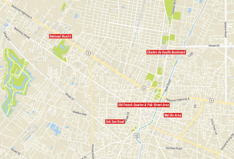 Carte des logements à Siem Reap